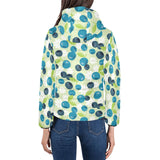 blueberry flower pattern Women's Padded Hooded Jacket