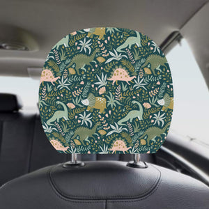 dinosaurs tropical leaves flower pattern Car Headrest Cover
