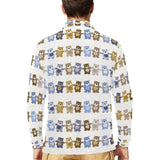 Teddy Bear Pattern Print Design 02 Men's Long Sleeve Polo Shirt