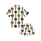 colorful apples leave zebra stripe Kids' Boys' Girls' V-Neck Short Pajama Set