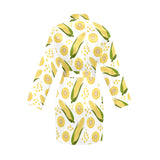 Corn Pattern Print Design 05 Women's Long Sleeve Belted Night Robe