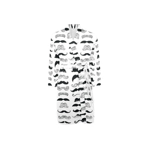 Mustache Beard Pattern Print Design 04 Men's Long Sleeve Belted Night Robe