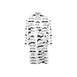 Mustache Beard Pattern Print Design 04 Men's Long Sleeve Belted Night Robe