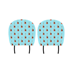 electric guitar pattern light blue background Car Headrest Cover