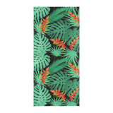 heliconia flower palm monstera leaves black backgr Beach Towel
