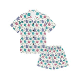 Tea pots Pattern Print Design 05 Kids' Boys' Girls' V-Neck Short Pajama Set