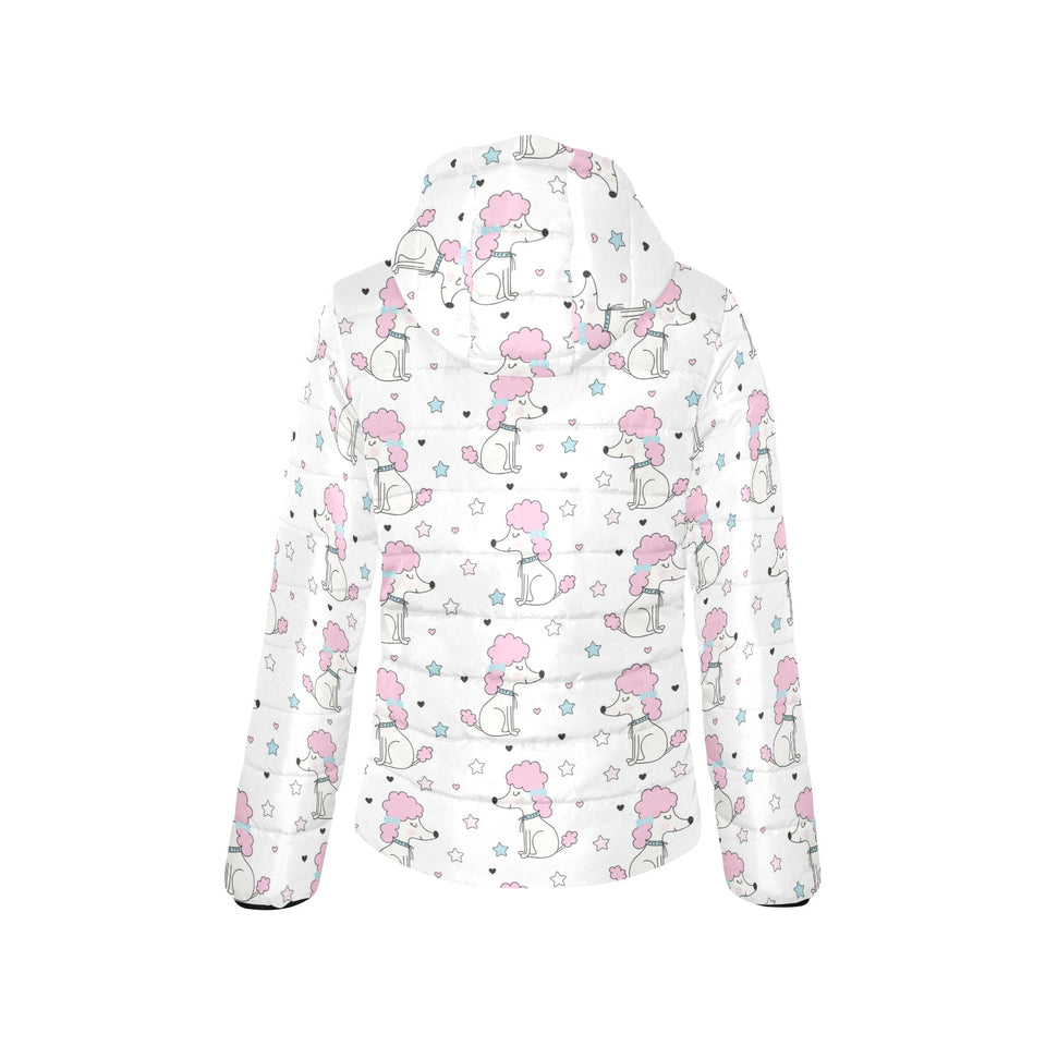 Cute poodle dog star pattern Women's Padded Hooded Jacket