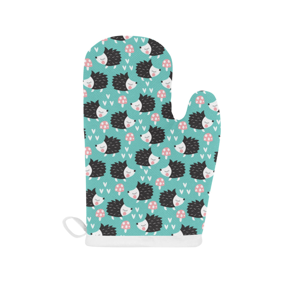 Hedgehog Pattern Print Design 03 Heat Resistant Oven Mitts
