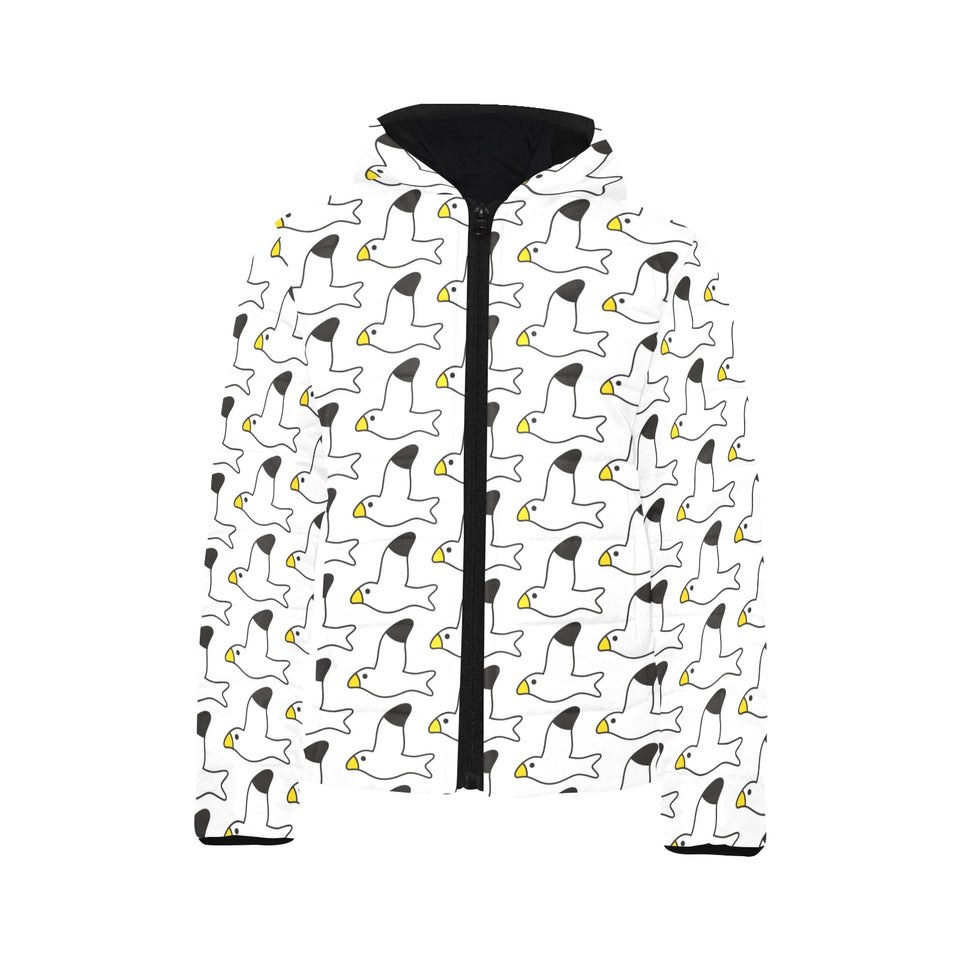 Seagull Pattern Print Design 05 Kids' Boys' Girls' Padded Hooded Jacket