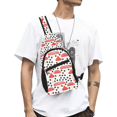 Red mushroom dot pattern All Over Print Chest Bag
