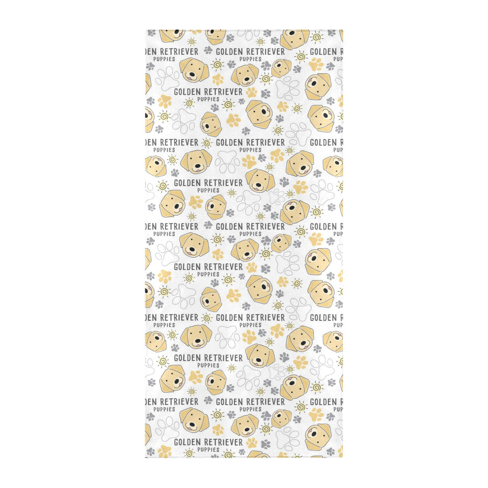 Golden Retriever Pattern Print Design 04 Beach Towel