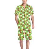 Ladybug Pattern Print Design 01 Men's V-Neck Short Pajama Set