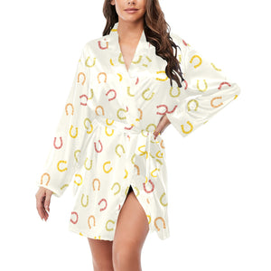 Horseshoes Pattern Print Design 02 Women's Long Sleeve Belted Night Robe