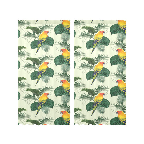 Beautiful parrot palm leaves pattern Gauze Curtain