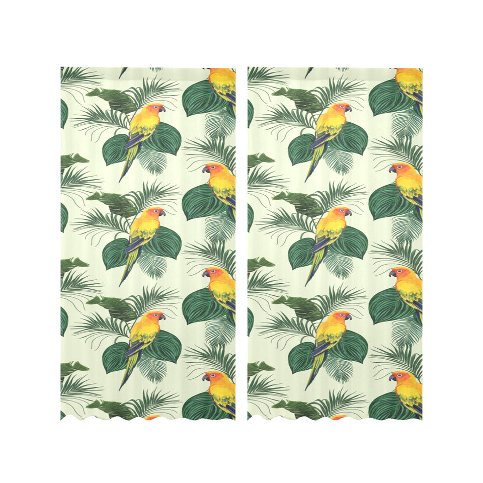 Beautiful parrot palm leaves pattern Gauze Curtain