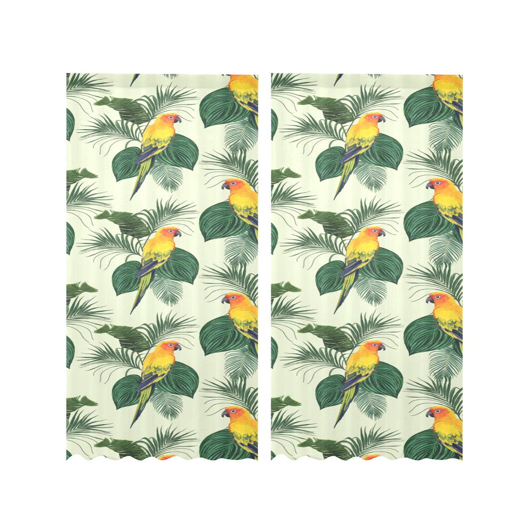 Beautiful parrot palm leaves pattern Gauze Curtain
