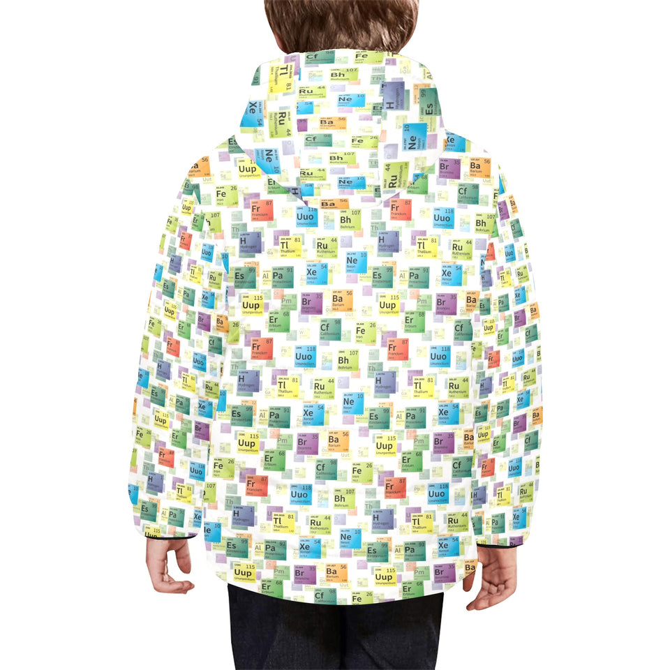 Chemistry Periodic Table Pattern Print Design 05 Kids' Boys' Girls' Padded Hooded Jacket