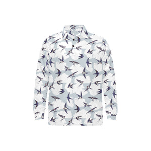 Swallow Pattern Print Design 05 Men's Long Sleeve Polo Shirt