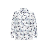 Swallow Pattern Print Design 05 Men's Long Sleeve Polo Shirt