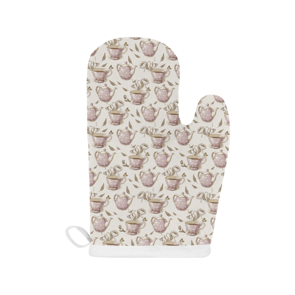 Tea pots Pattern Print Design 03 Heat Resistant Oven Mitts