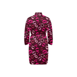Lips Pattern Print Design 03 Men's Long Sleeve Belted Night Robe