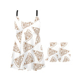 Hand drawn pizza pattern Chest Sexy Pleated Two Piece Swim Dress