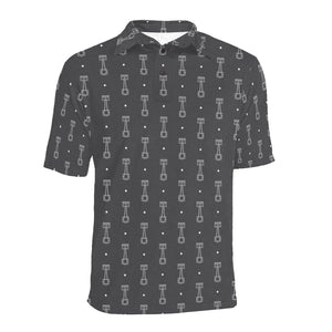 Engine Piston Black Background Pattern Design 02 Men's All Over Print Polo Shirt