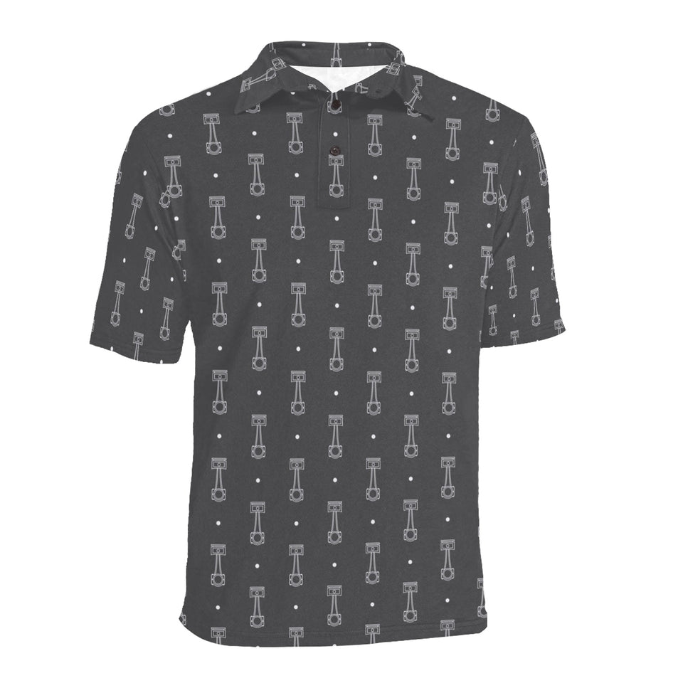 Engine Piston Black Background Pattern Design 02 Men's All Over Print Polo Shirt