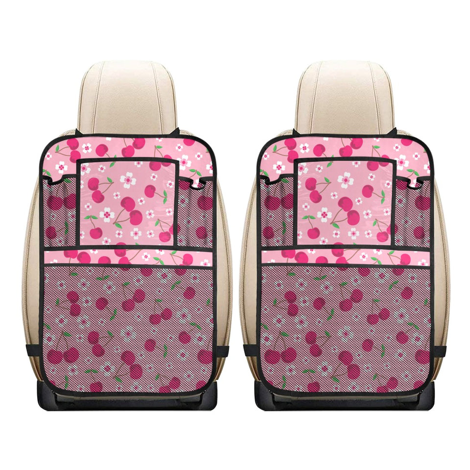 cherry flower pattern pink background Car Seat Back Organizer