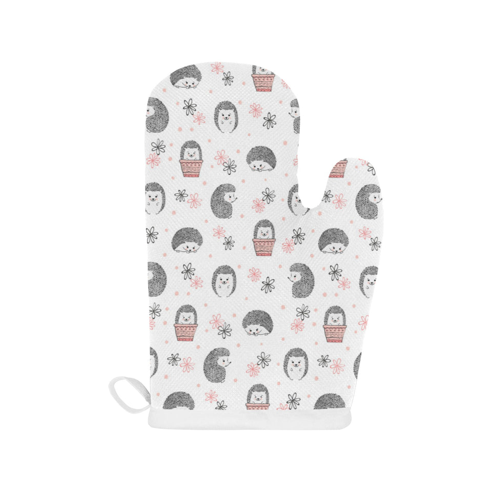Hedgehog Pattern Print Design 02 Heat Resistant Oven Mitts