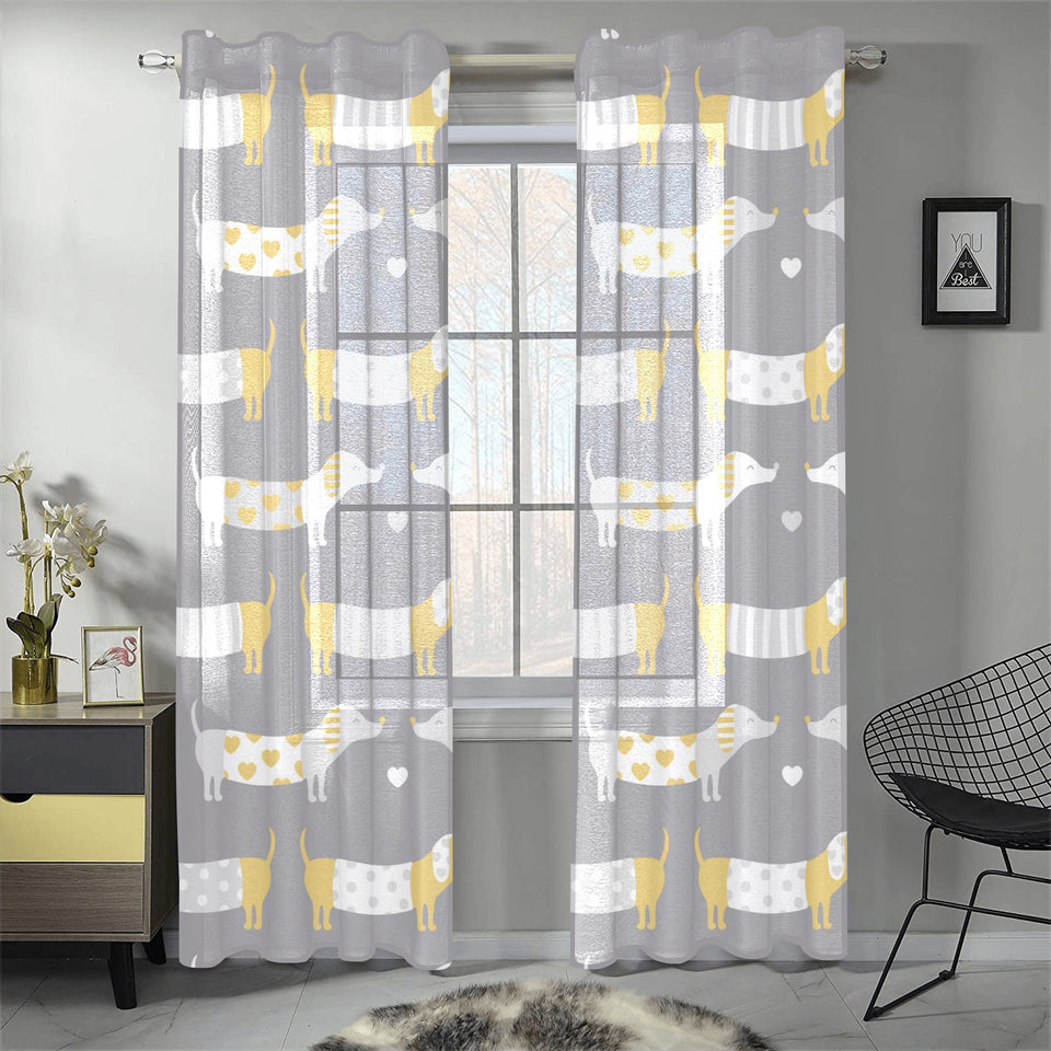 Cute dachshund dog pattern Gauze Curtain