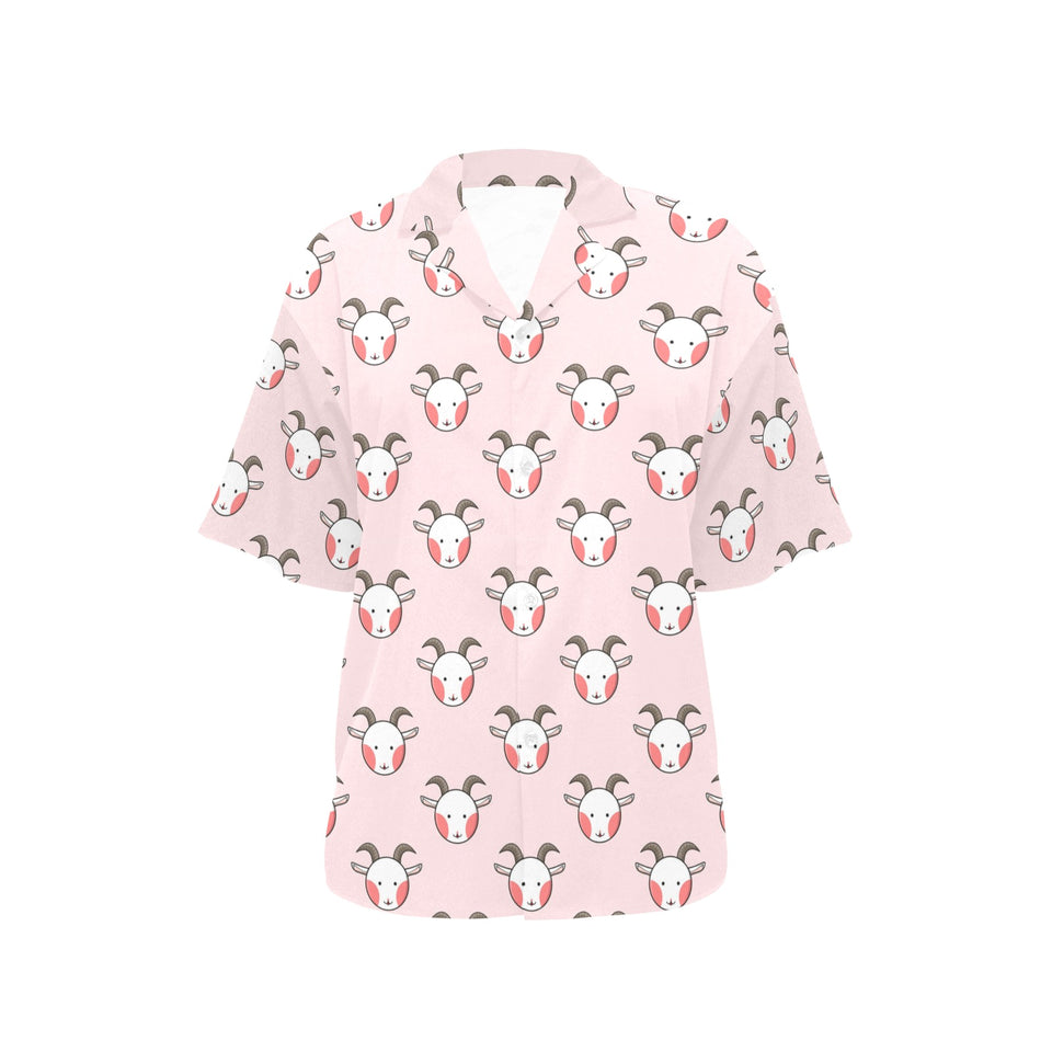 Cute goat pattern Women's All Over Print Hawaiian Shirt