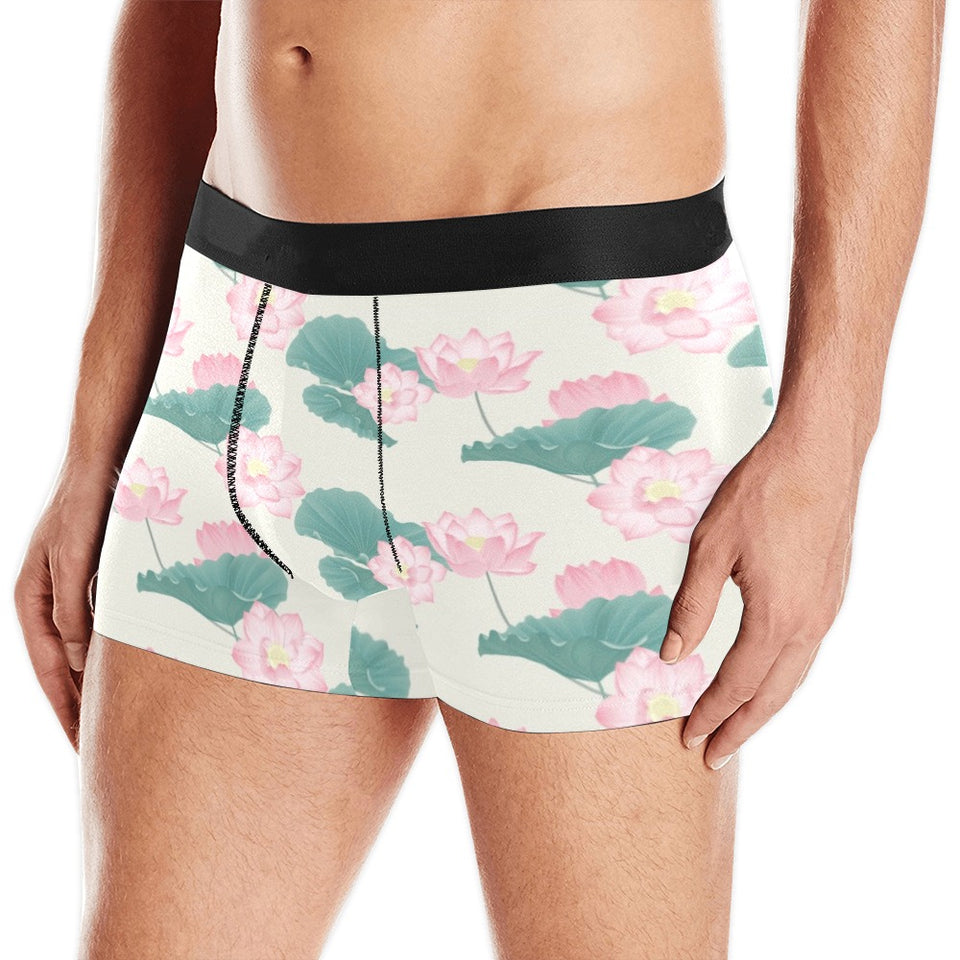 Pink lotus waterlily leaves pattern Men's All Over Print Boxer Briefs Men's Underwear