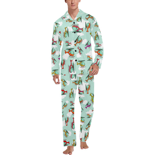 Helicopter design pattern Men's Long Pajama Set