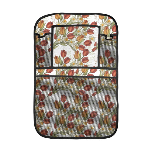 Red tulips and daffodils pattern Car Seat Back Organizer