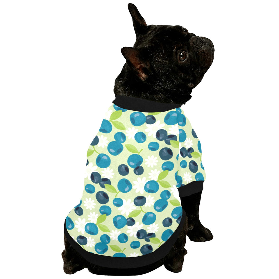 blueberry flower pattern All Over Print Pet Dog Round Neck Fuzzy Shirt