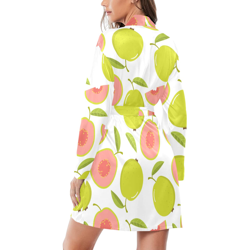 Guava pattern Women's Long Sleeve Belted Night Robe