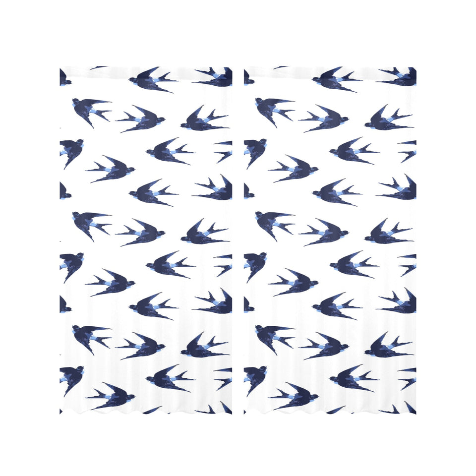 Swallow Pattern Print Design 03 Gauze Curtain