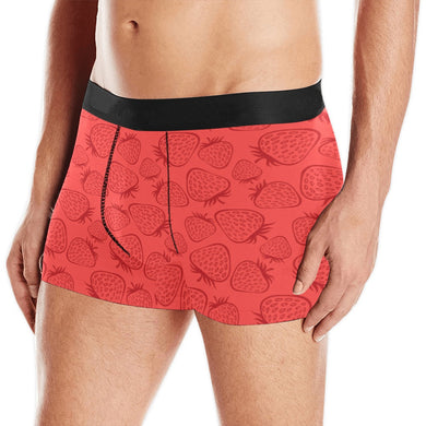 strawberry pattern red background Men's All Over Print Boxer Briefs Men's Underwear