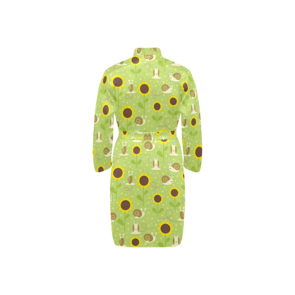 Snail Pattern Print Design 01 Men's Long Sleeve Belted Night Robe