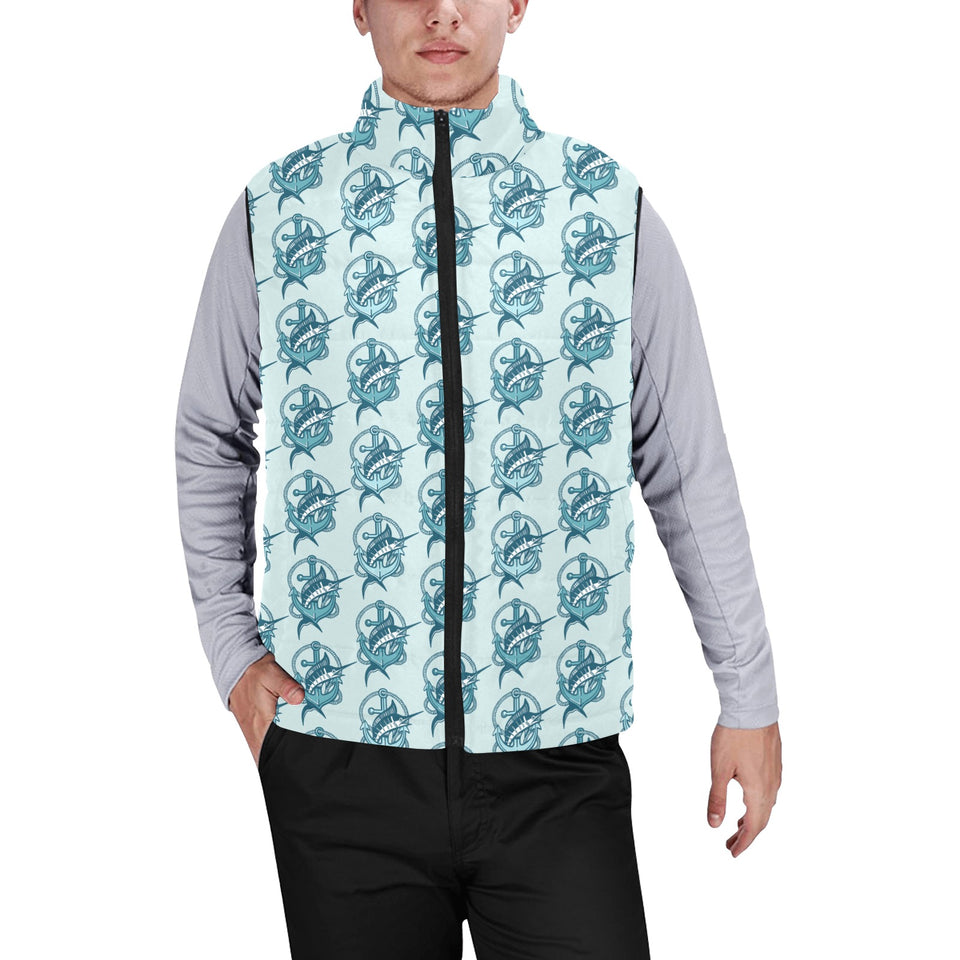 Swordfish Pattern Print Design 05 Men's Padded Vest
