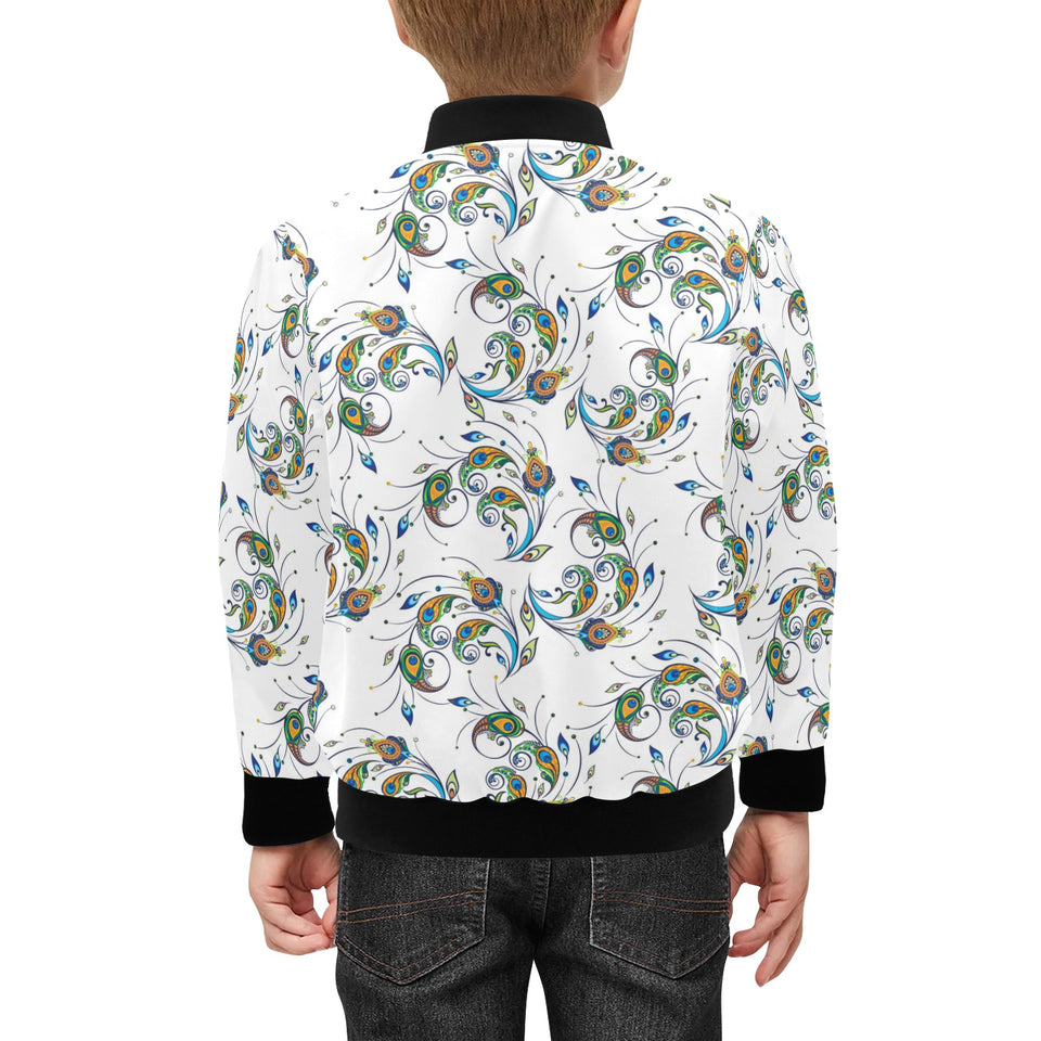Peacock feather pattern Kids' Boys' Girls' Bomber Jacket