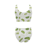 Cucumber sketch pattern Chest Bowknot High Waisted Bikini Swimsuit