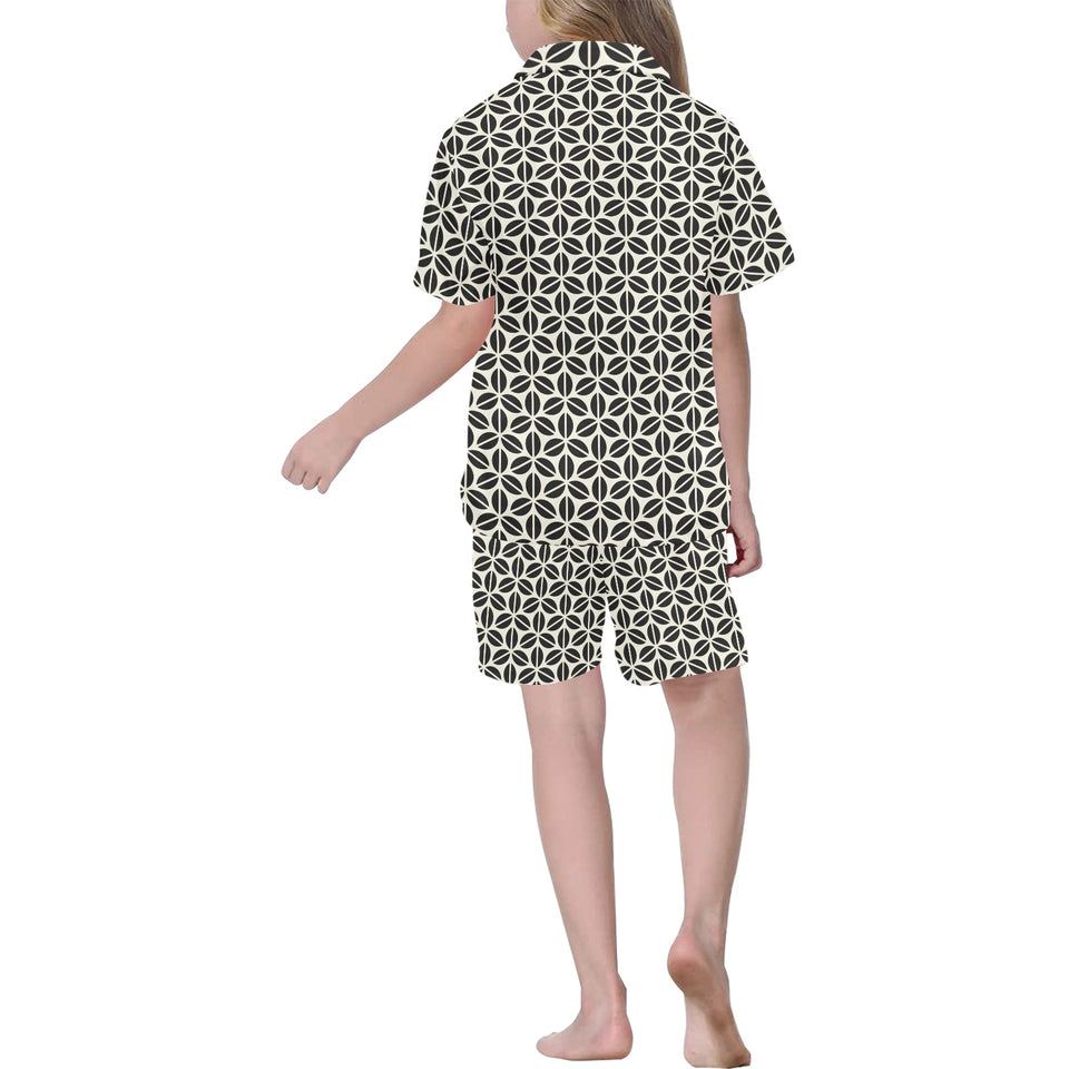 Coffee bean abstract modern pattern Kids' Boys' Girls' V-Neck Short Pajama Set