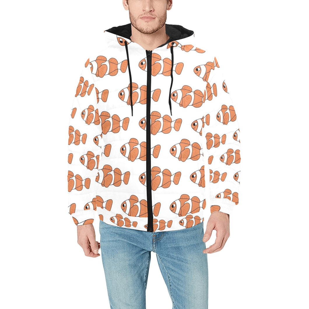 Clown Fish Pattern Print Design 05 Men's Padded Hooded Jacket