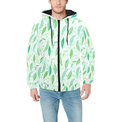 Green Peas Pattern Print Design 01 Men's Padded Hooded Jacket
