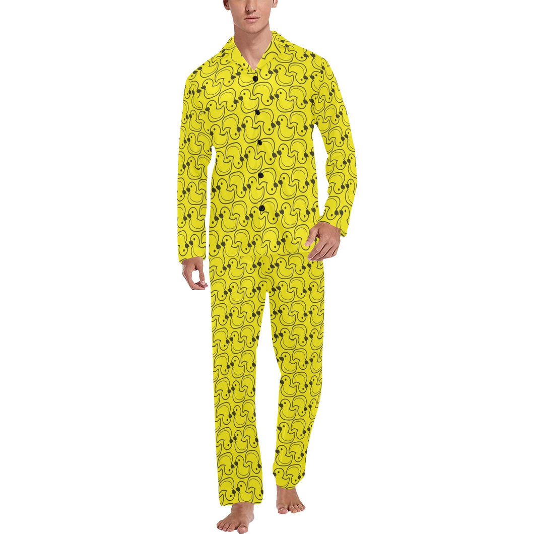 Duck Pattern Print Design 02 Men's Long Pajama Set