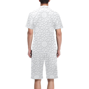 arabic star pattern Men's V-Neck Short Pajama Set