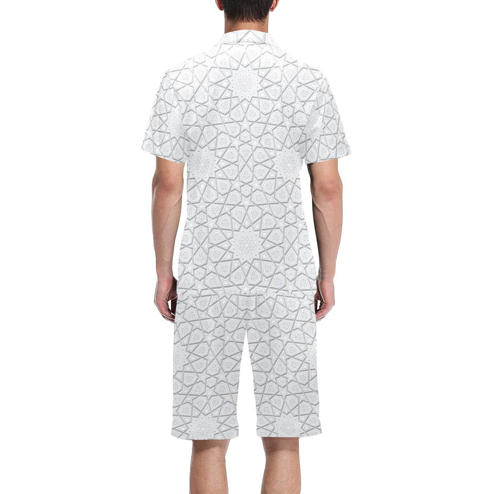 arabic star pattern Men's V-Neck Short Pajama Set