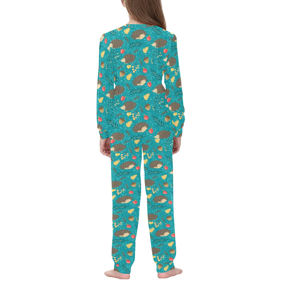Hedgehog Pattern Print Design 01 Kids' Boys' Girls' All Over Print Pajama Set
